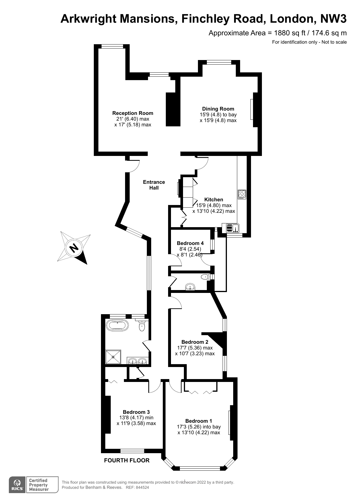 4  bedrooms flat to rent in Arkwright Mansions, Hampstead, NW3-Floorplan