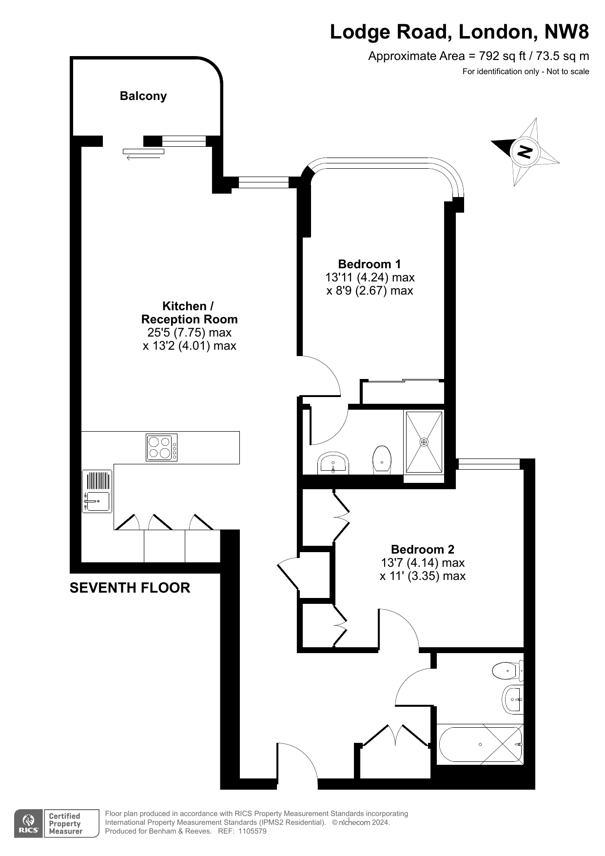 2 bedrooms flat to rent in Lodge Road, Hampstead, NW8-Floorplan