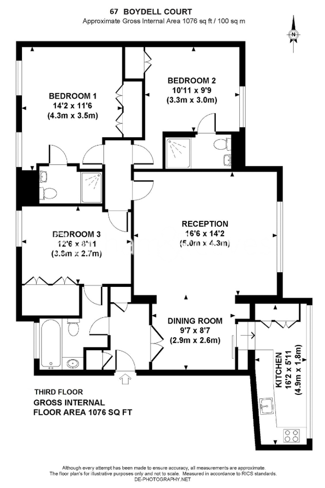 3 bedrooms flat to rent in Boydell Court, St. Johns Wood Park, NW8-Floorplan