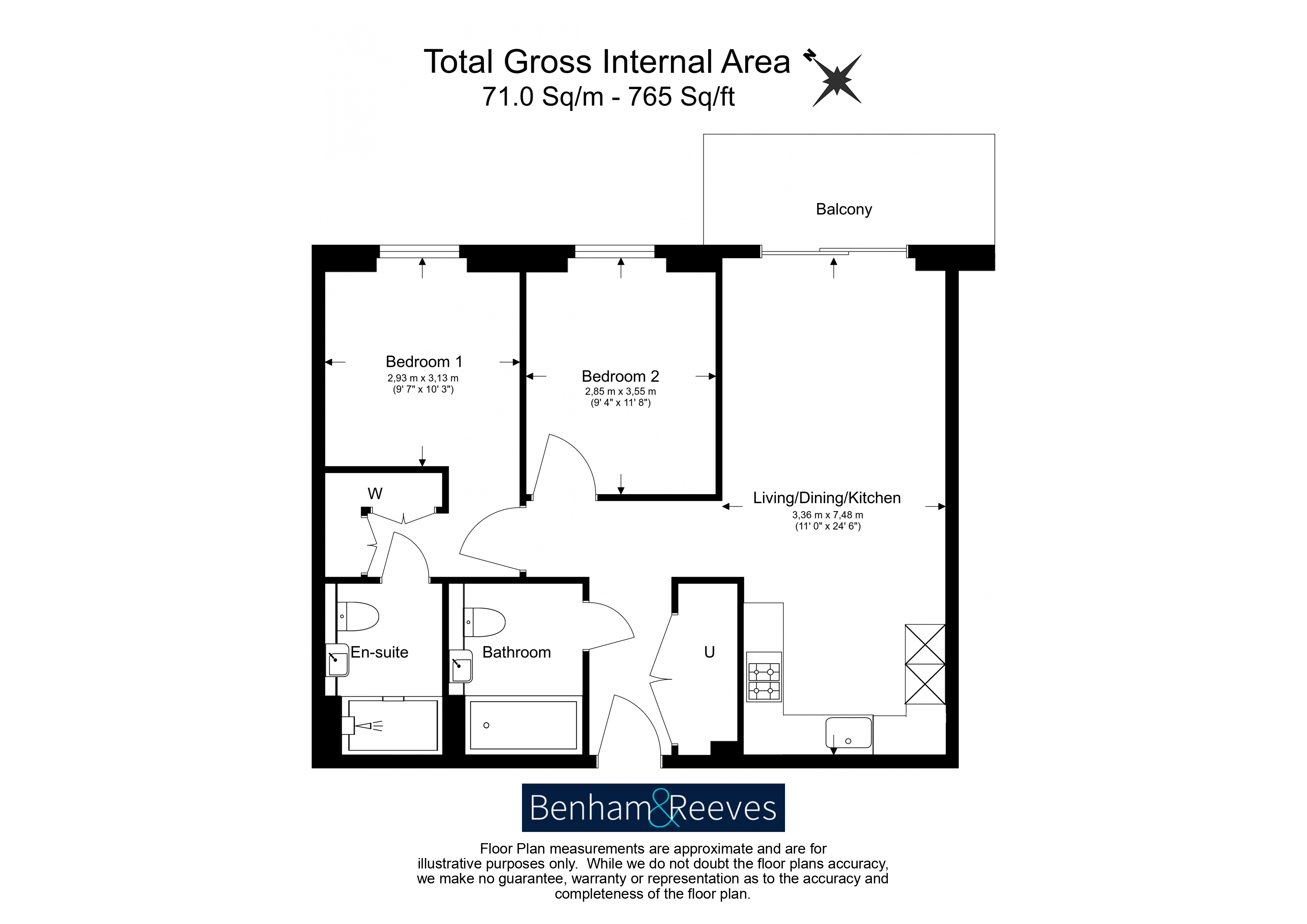 2  bedrooms flat to rent in Bower House, Silkstream, NW9-Floorplan