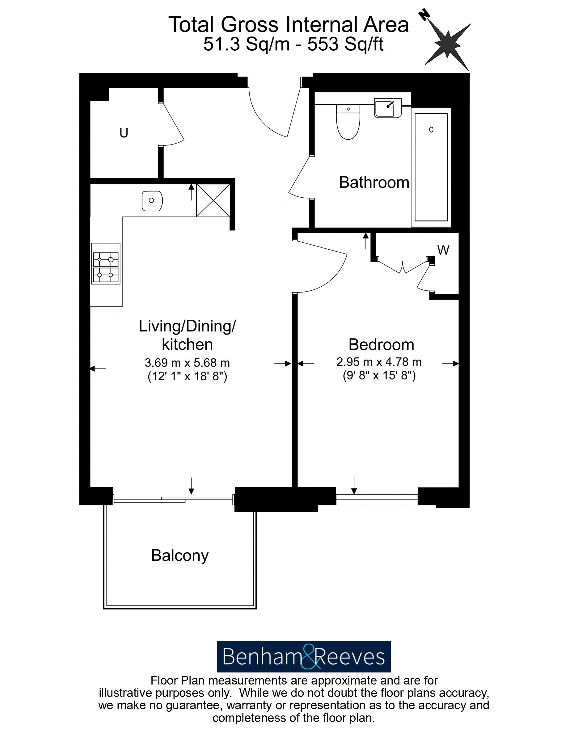 1  bedroom flat to rent in Henshaw Parade, Hampstead, NW9-Floorplan