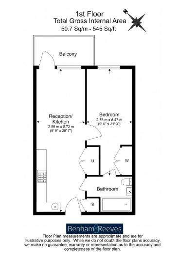 1  bedroom flat to rent in West End Lane, Hampstead, NW6-Floorplan