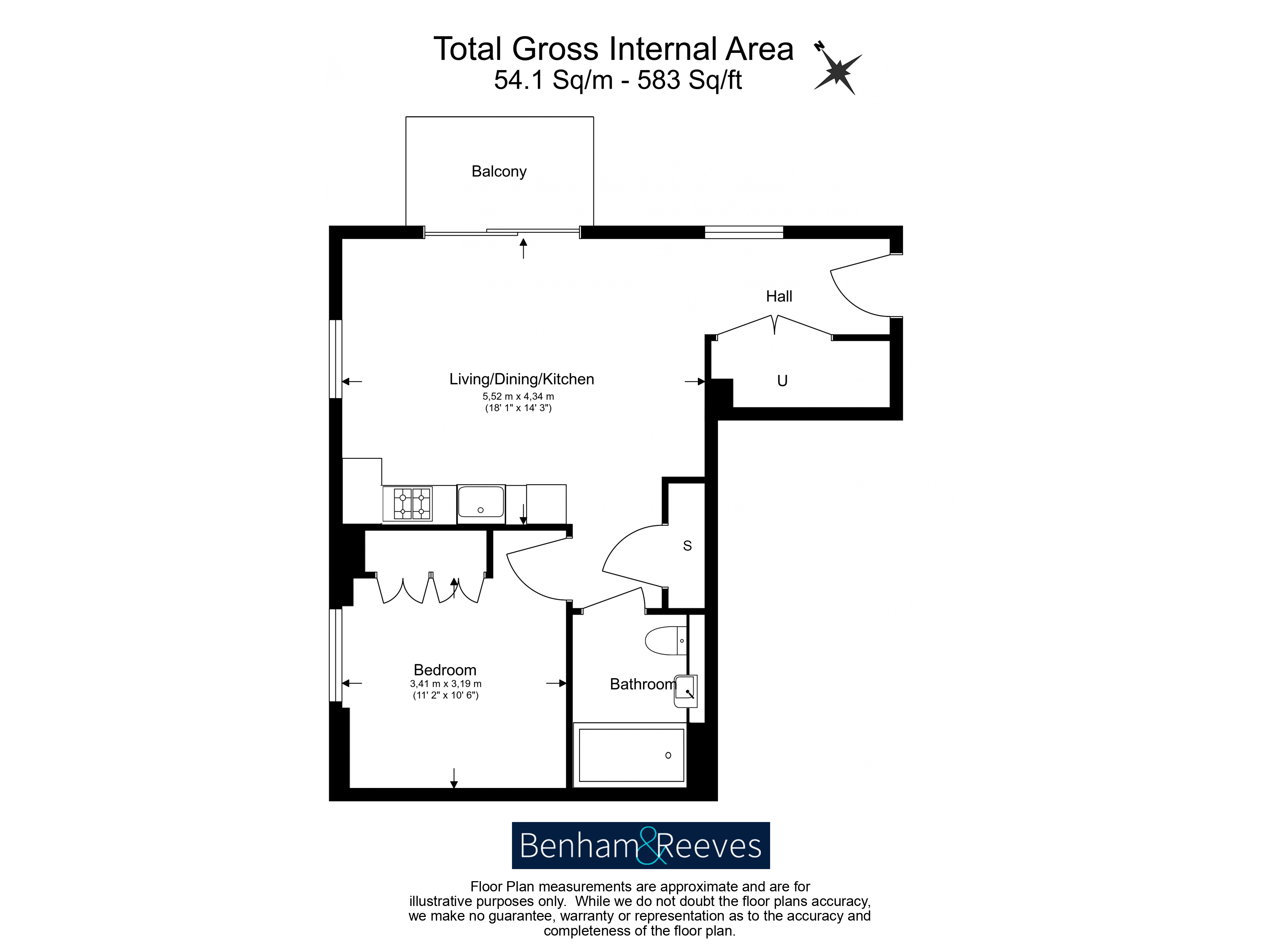 1  bedroom flat to rent in Silkstream, Hendon, NW9-Floorplan