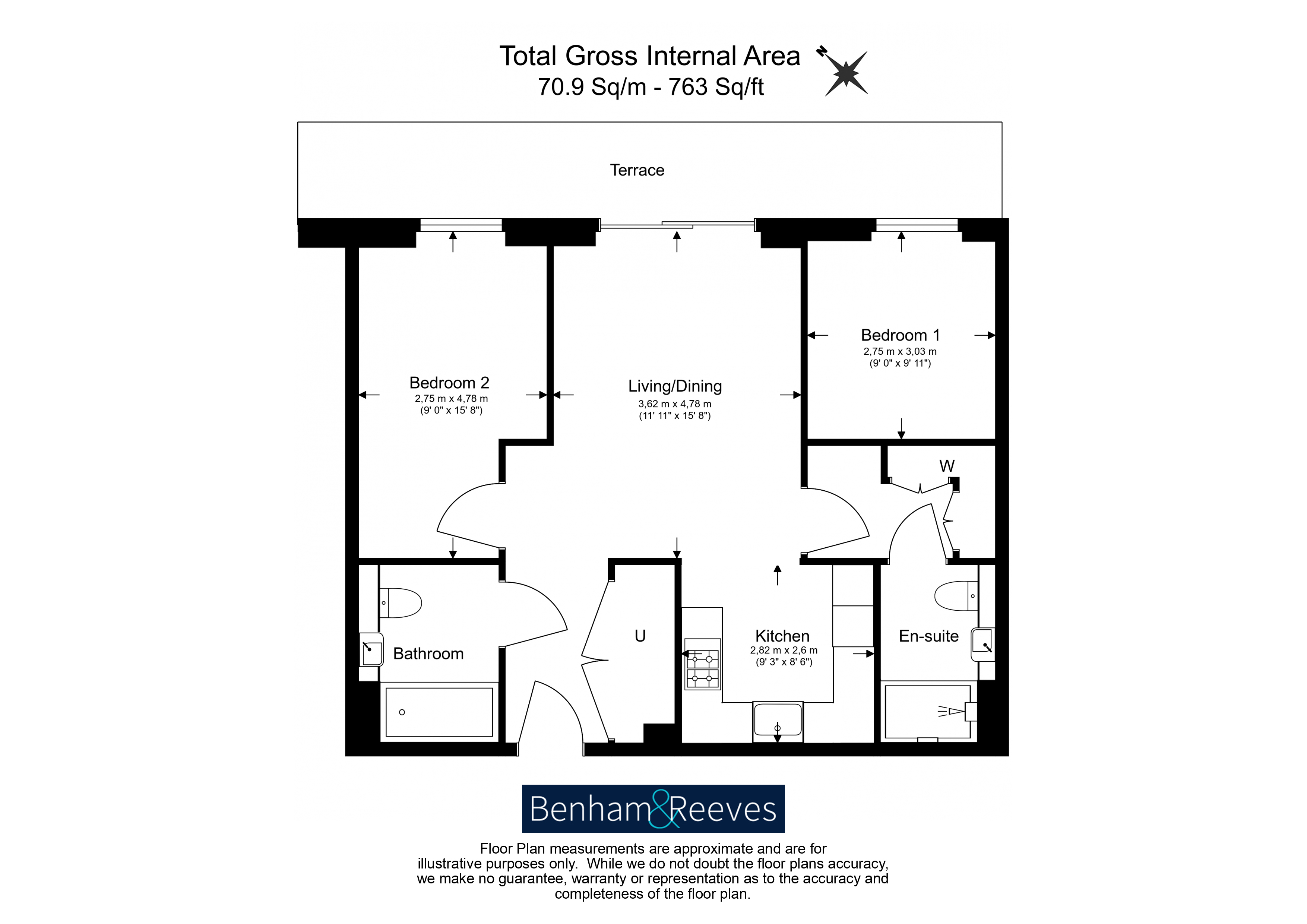 2  bedrooms flat to rent in Henshaw Parade, Hendon, NW9-Floorplan