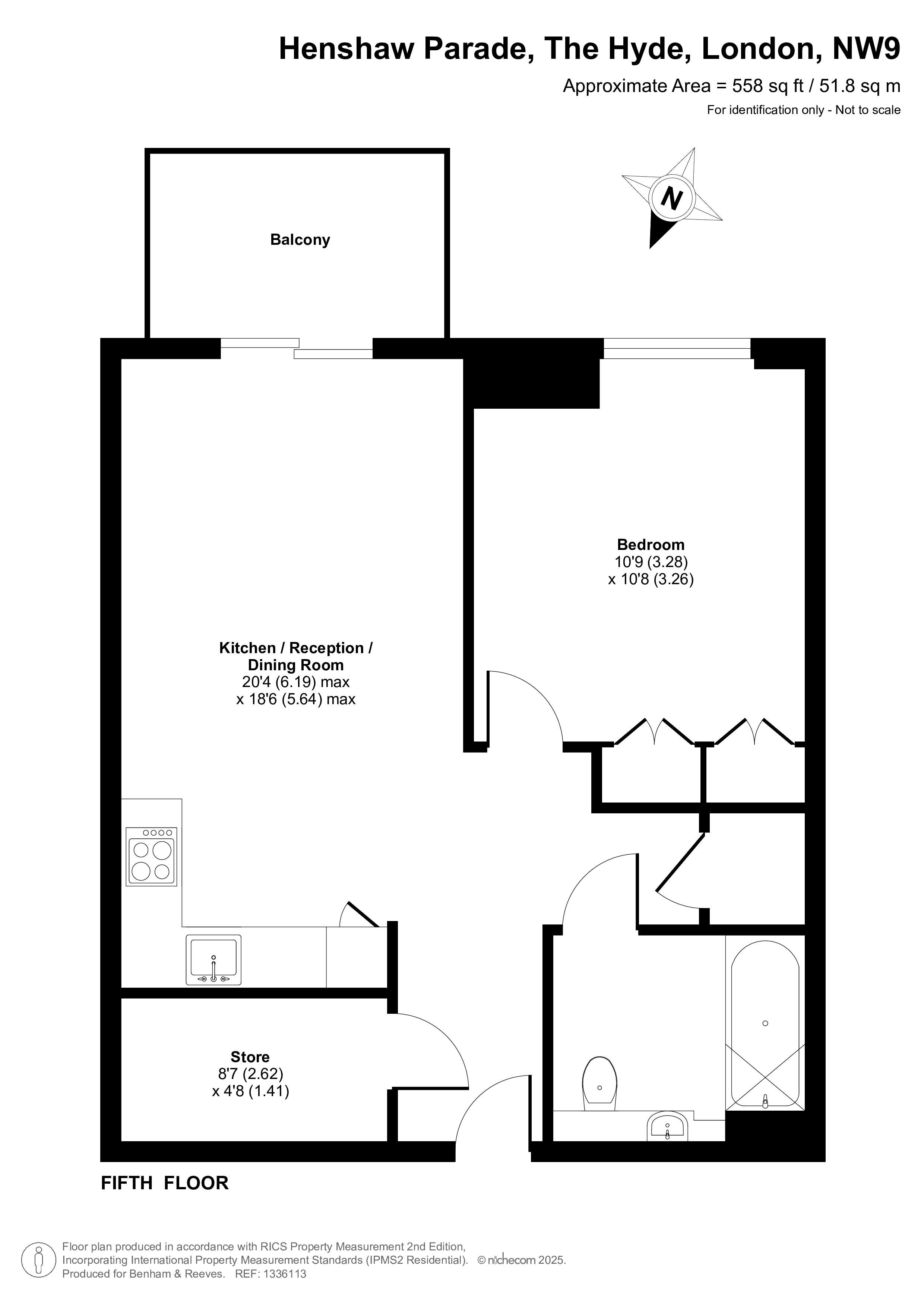 1  bedroom flat to rent in Henshaw Parade, Hendon, NW9-Floorplan