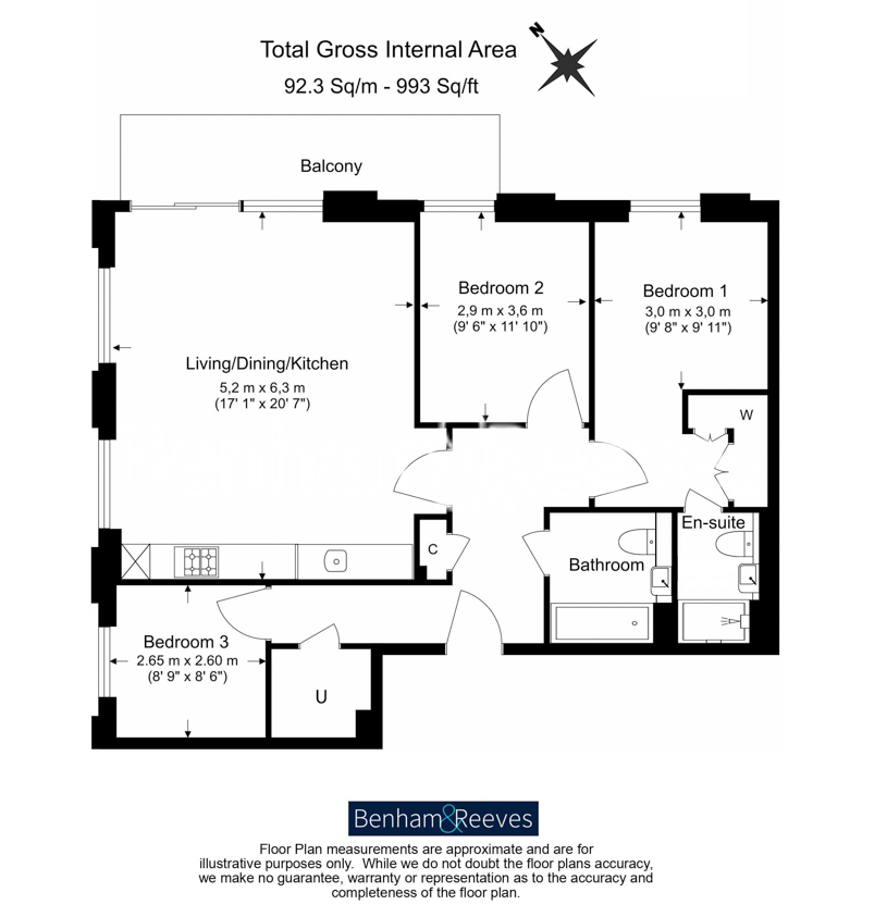 3  bedrooms flat to rent in Henshaw Parade,Hendon, NW9-Floorplan
