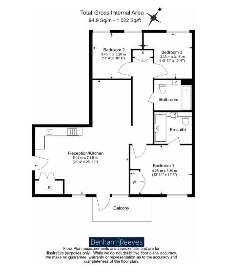 3  bedrooms flat to rent in Claremont Road, NW2-Floorplan