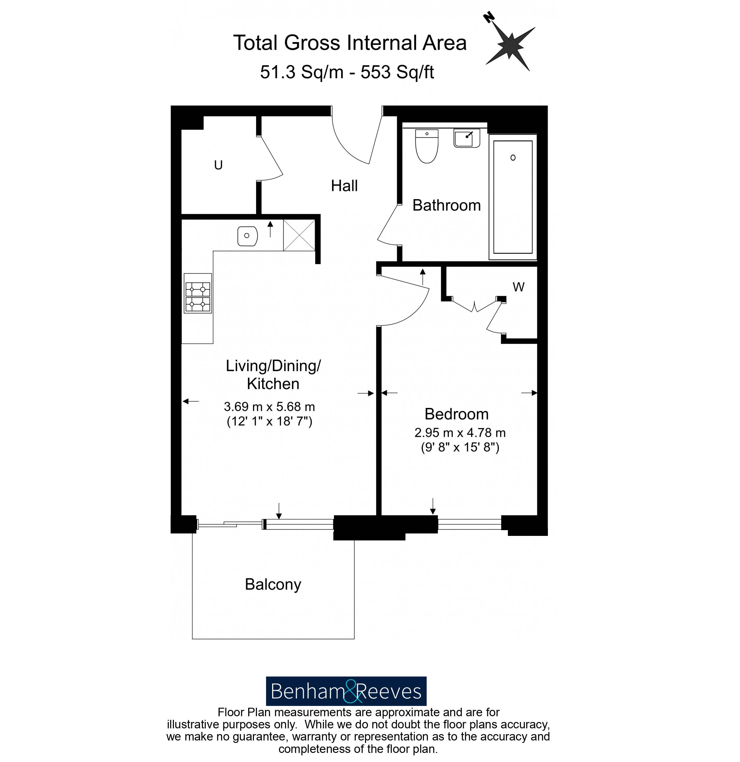 1  bedroom flat to rent in Henshaw Parade, Hendon, NW9-Floorplan