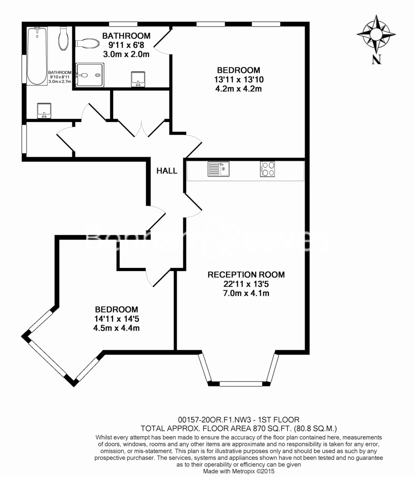 2 bedrooms flat to rent in Ornan Road, Belsize Park, NW3-Floorplan