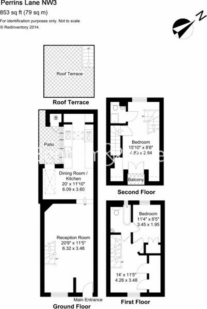 3 bedrooms flat to rent in Perrins lane, Hampstead, NW3-Floorplan