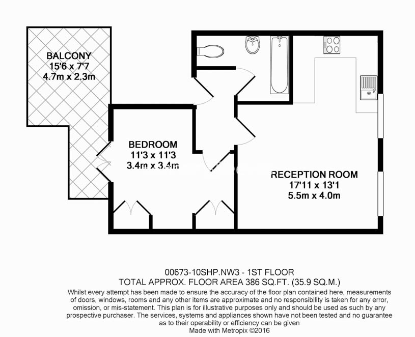 1 bedroom flat to rent in South Hill Park, Hampstead, NW3-Floorplan