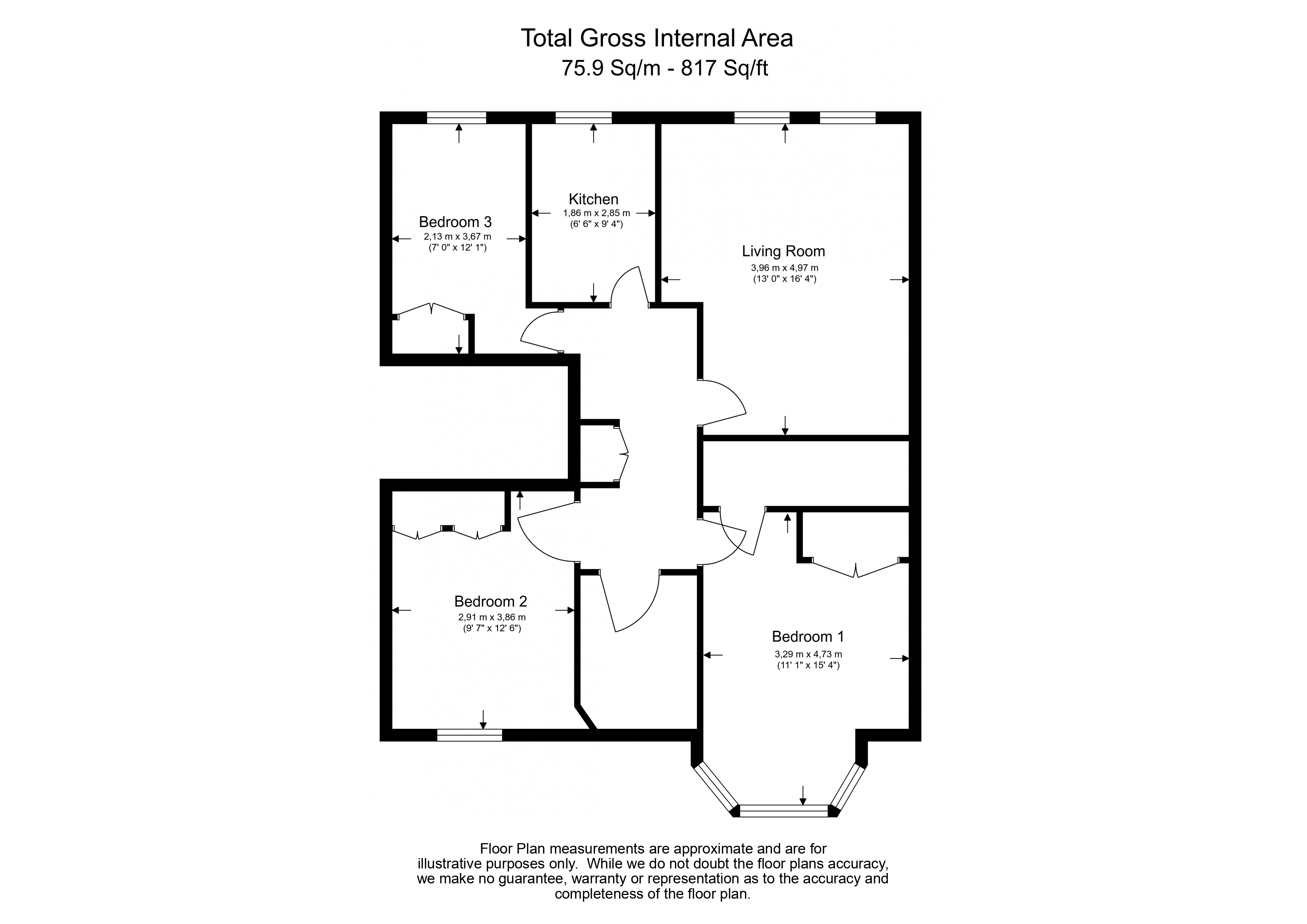 3  bedrooms flat to rent in Goldhurst Terrace, South Hampstead, NW6-Floorplan