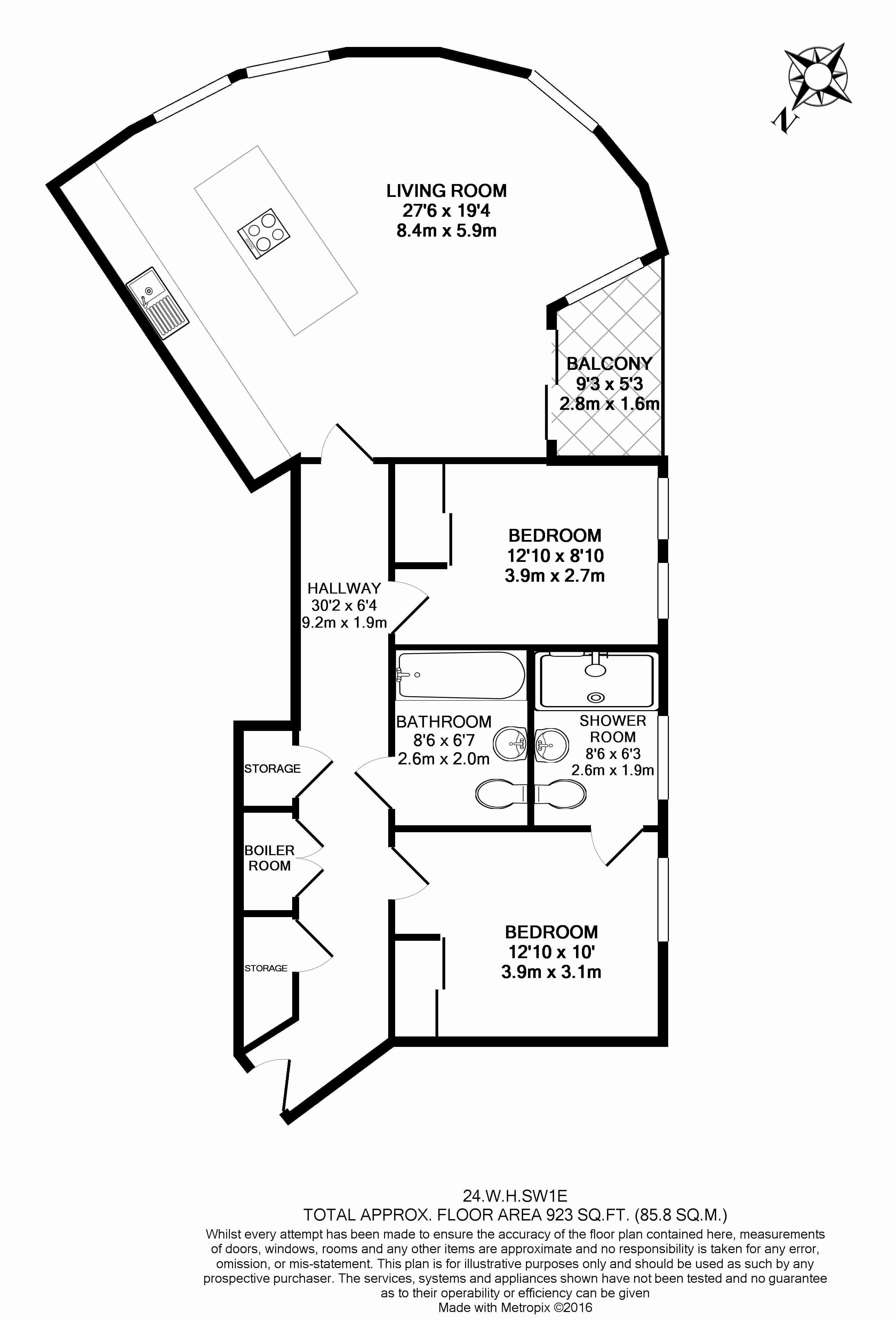 2  bedrooms flat to rent in Wellington House, Westminster, SW1E-Floorplan