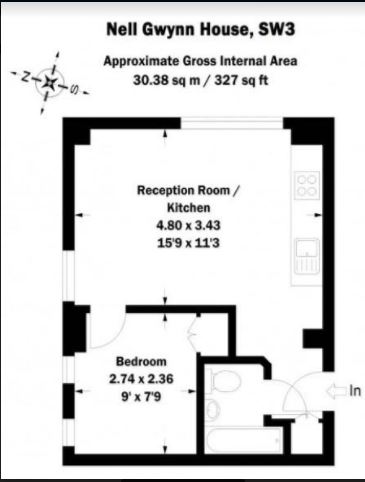 1  bedroom flat to rent in Nell Gwynn House, Chelsea SW3-Floorplan