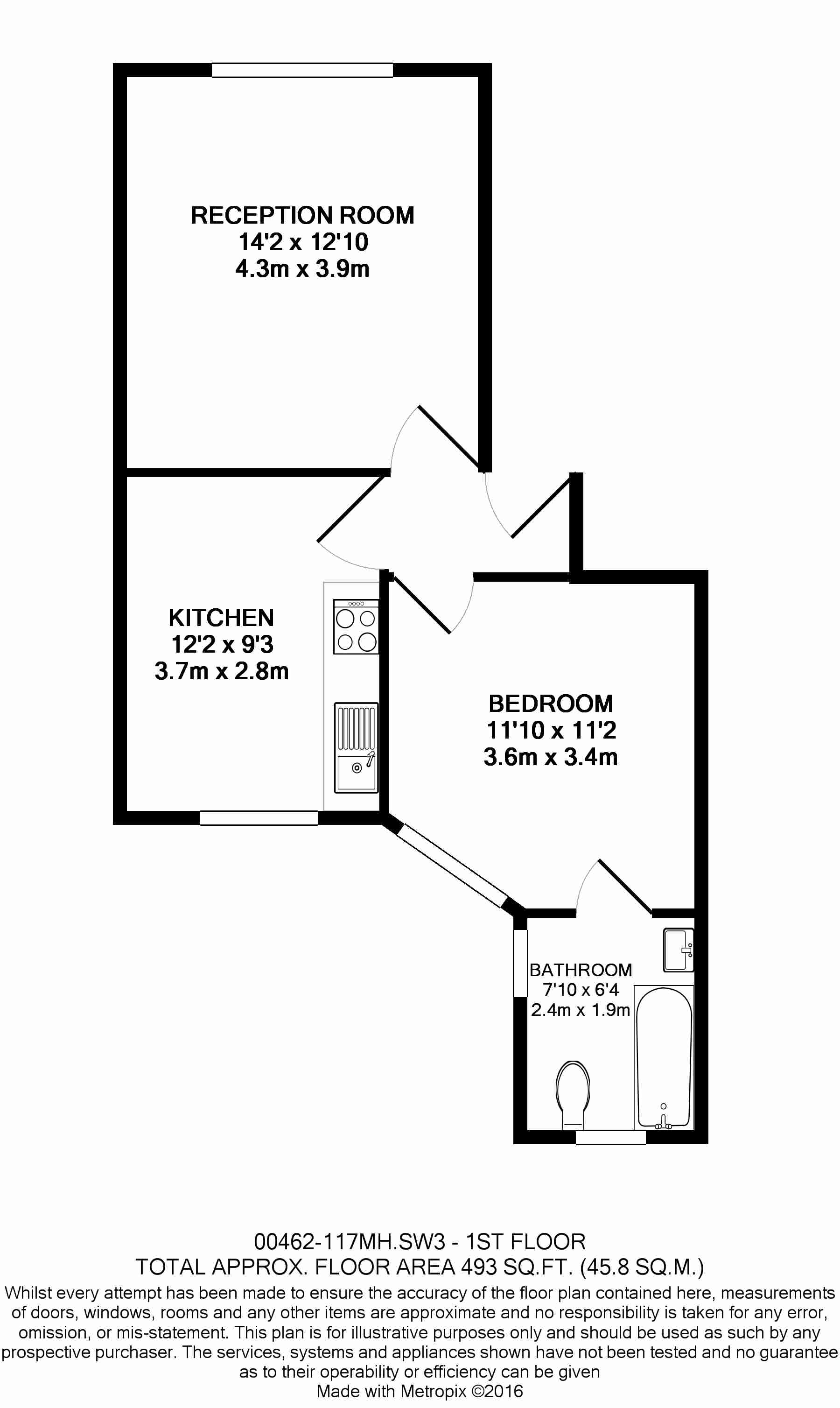 1  bedroom flat to rent in The Marlborough, Walton Street, Chelsea SW3-Floorplan