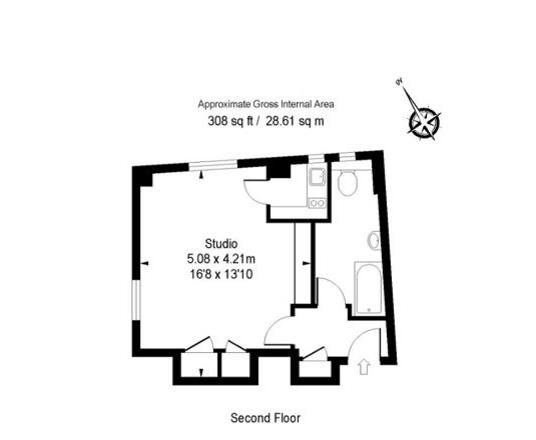 Studio flat to rent in Nell Gwynn House, Sloane Avenue, SW3-Floorplan