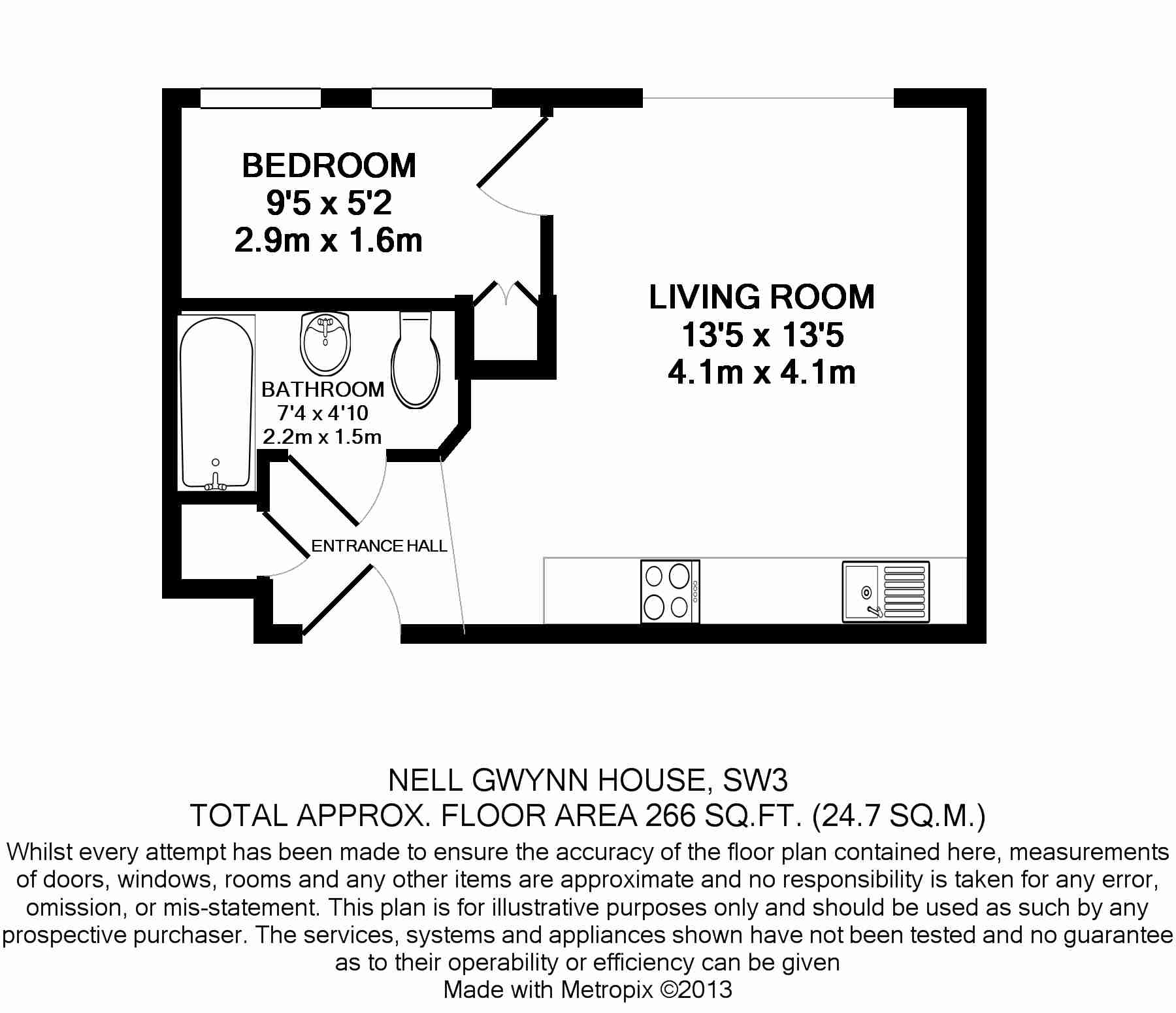 1  bedroom flat to rent in Nell Gwynn House, Sloane Avenue SW3-Floorplan