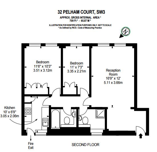 2 bedrooms flat to rent in Pelham Court, Fulham Road, Chelsea, SW3-Floorplan