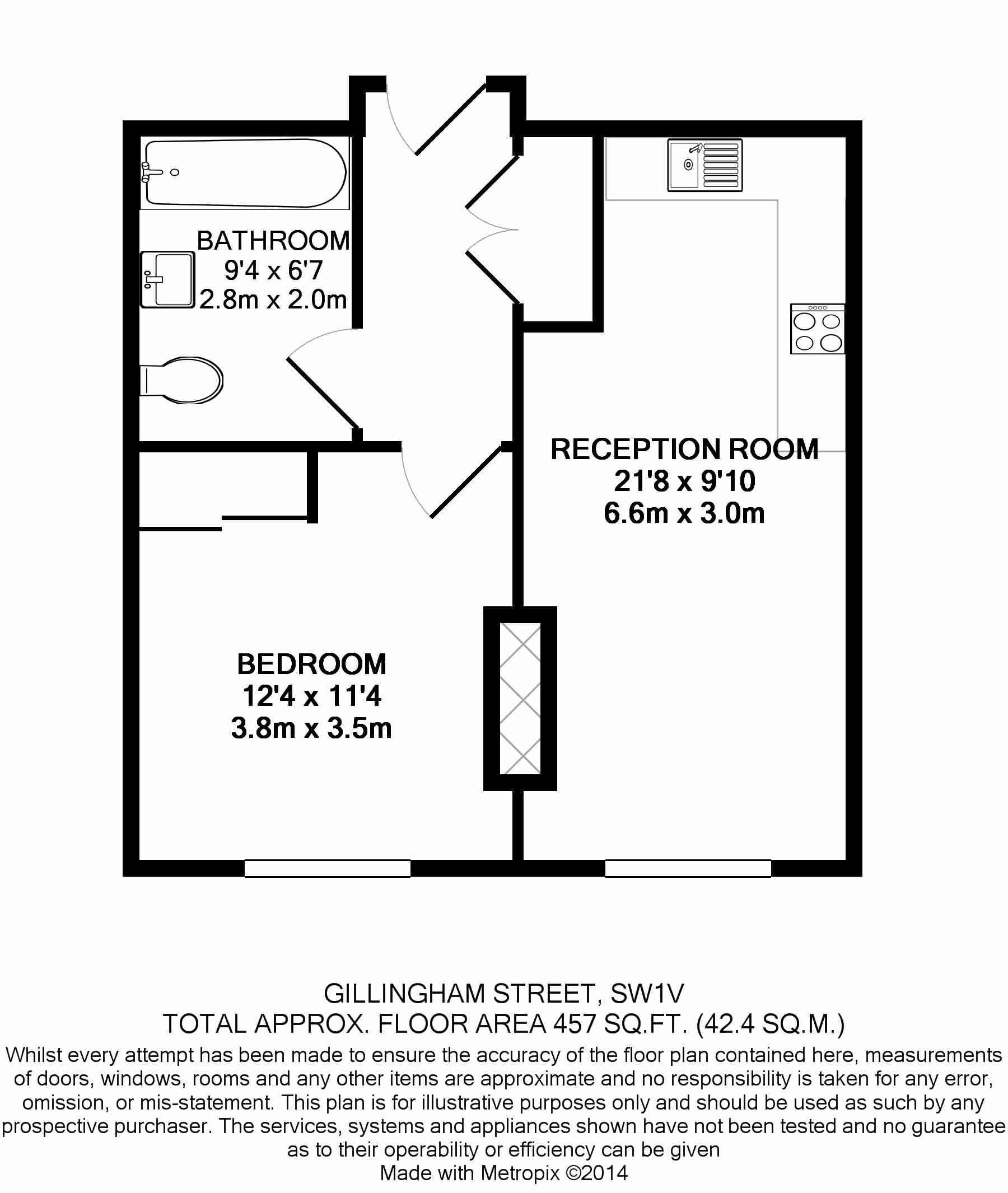 1 bedroom  for sale in Gillingham Street, Victoria, SW1V-Floorplan