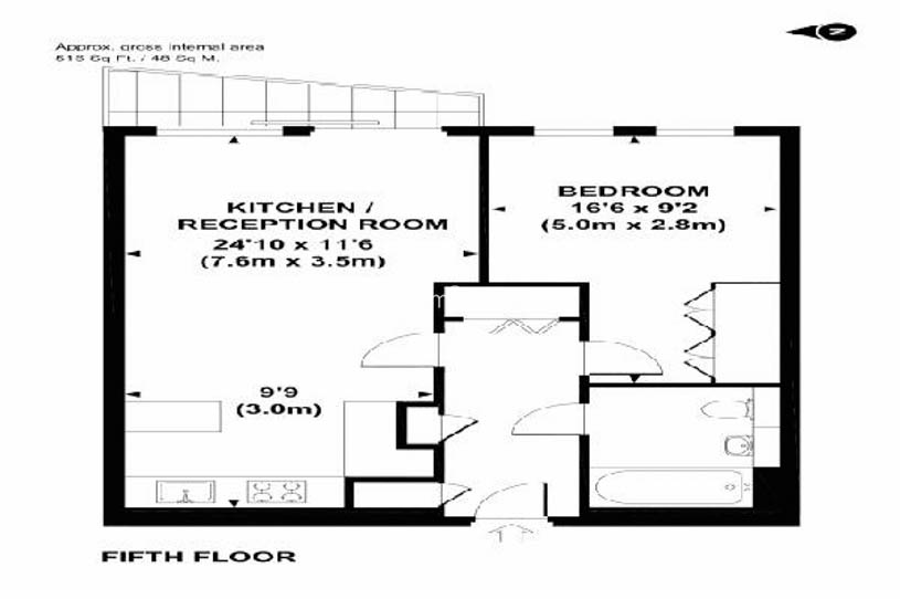 1  bedroom flat to rent in Caro Point, Grosvenor Waterside, Victoria SW1-Floorplan