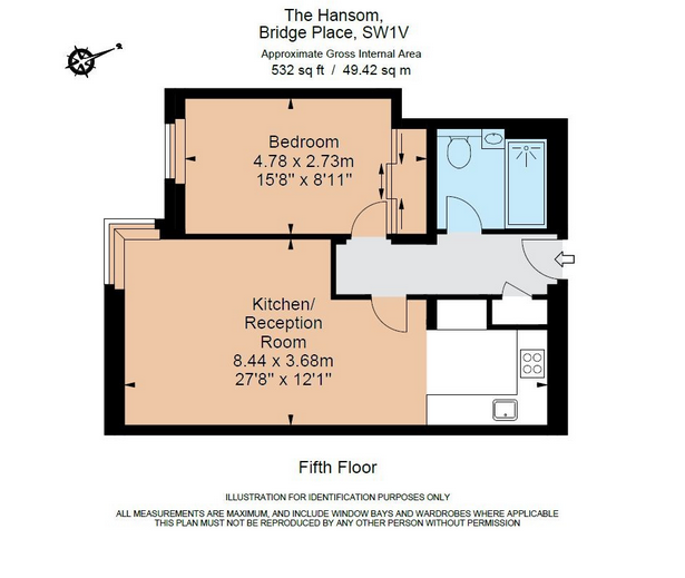 1  bedroom flat to rent in The Hansom, Victoria SW1-Floorplan
