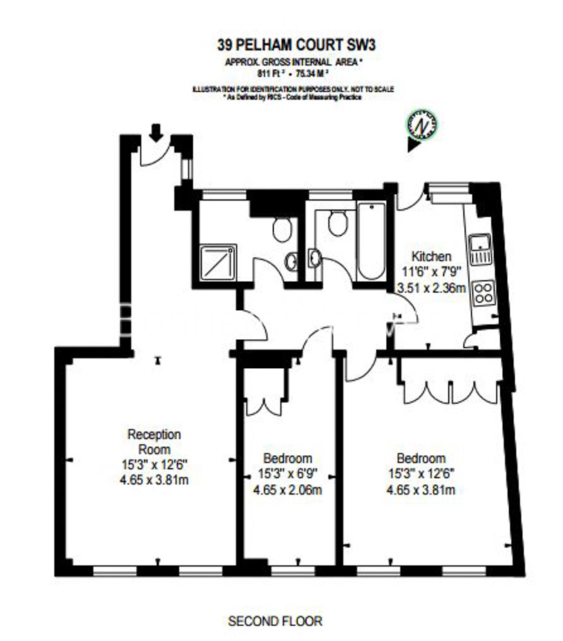2 bedrooms flat to rent in Pelham Court Fulham Road SW3-Floorplan