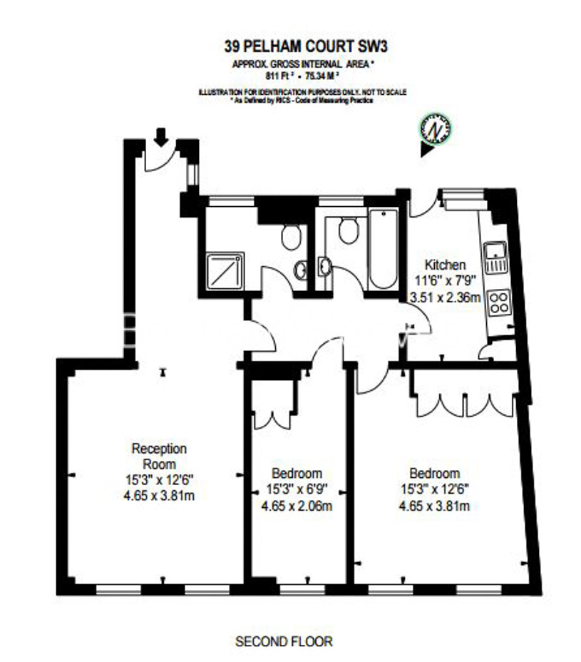2  bedrooms flat to rent in Pelham Court Fulham Road SW3-Floorplan