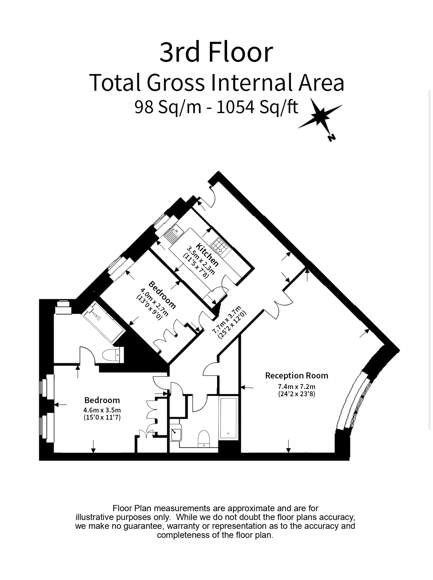 2 bedrooms flat to rent in Chelsea Gate Apartments, Ebury Bridge Road, SW1W-Floorplan
