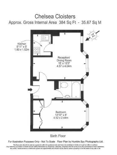 1 bedroom flat to rent in Chelsea Cloisters, Sloane Avenue SW3-Floorplan