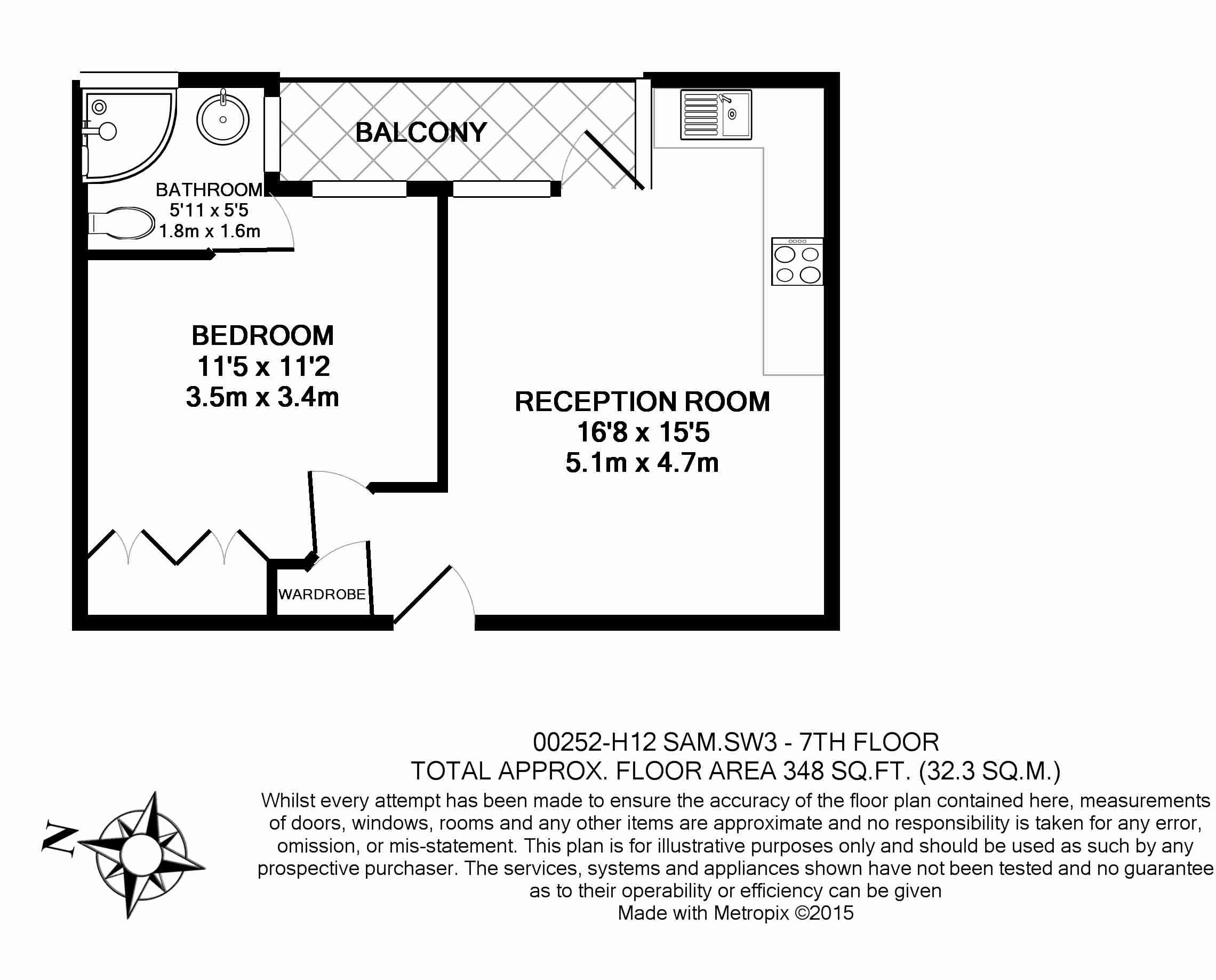 1  bedroom flat to rent in Sloane Avenue Mansions, Chelsea, SW3-Floorplan