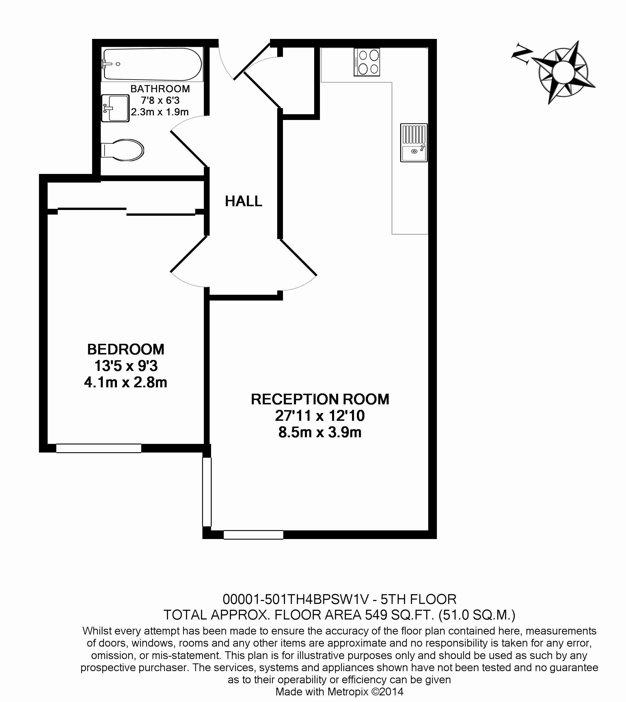 1  bedroom flat to rent in The Hansom, Victoria, SW1V-Floorplan