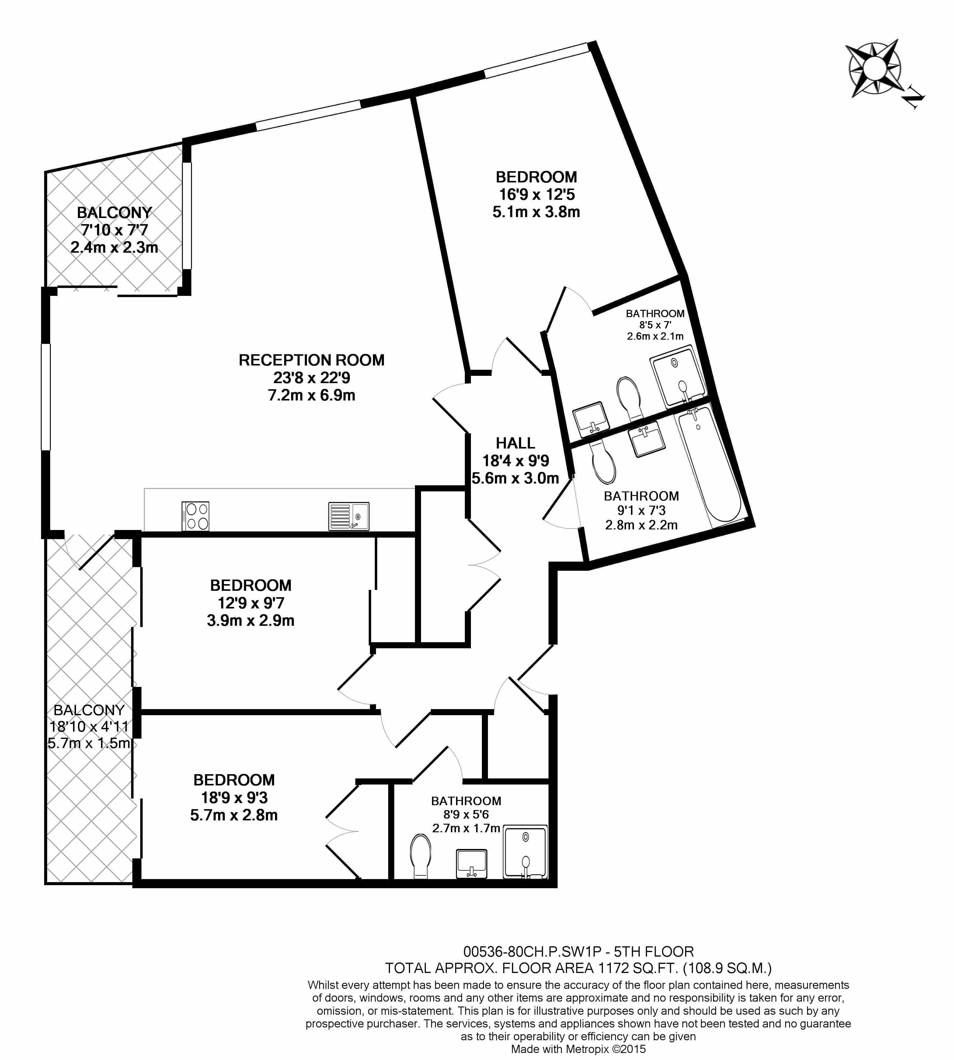 3 bedrooms flat to rent in The Courthouse, Westminster, SW1-Floorplan