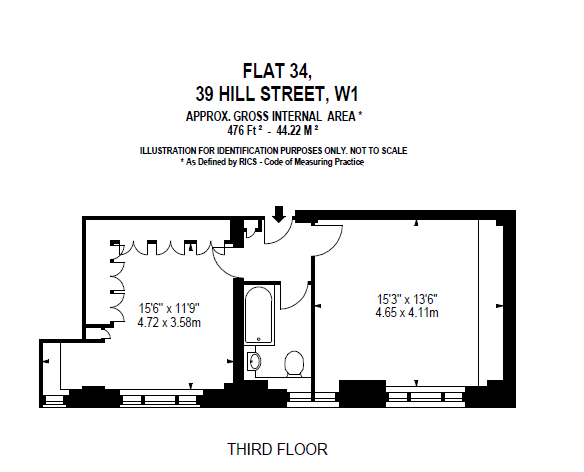 1  bedroom flat to rent in Hill Street, Mayfair, W1-Floorplan