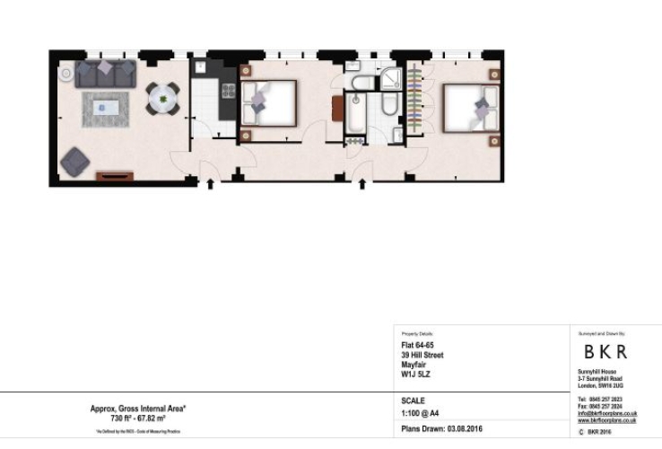 2  bedrooms flat to rent in Hill Street Apartments, Mayfair, W1-Floorplan