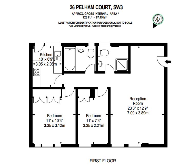 2 bedrooms flat to rent in Pelham Court, Chelsea, SW3-Floorplan