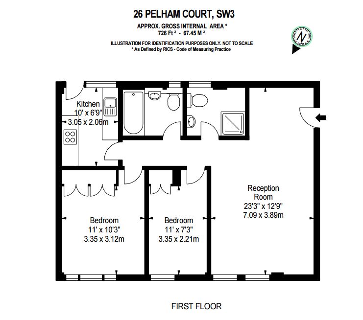 2  bedrooms flat to rent in Pelham Court, Chelsea, SW3-Floorplan