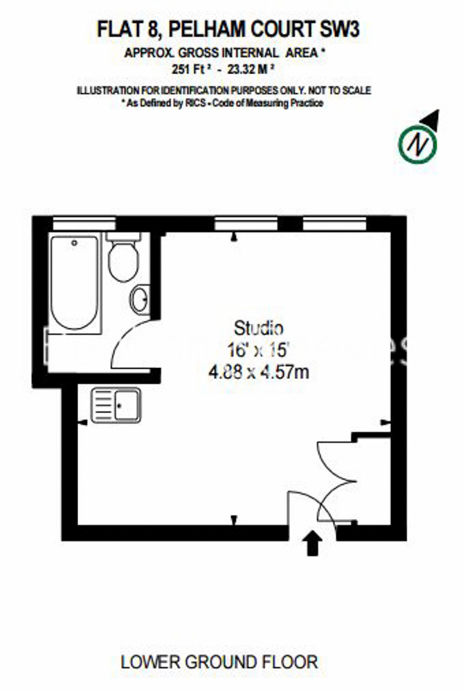 Studio flat to rent in Pelham Court, South Kensington, SW3-Floorplan