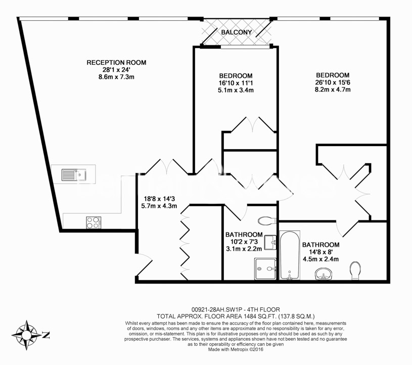 2  bedrooms flat to rent in Abell House, Westminster, SW1P-Floorplan