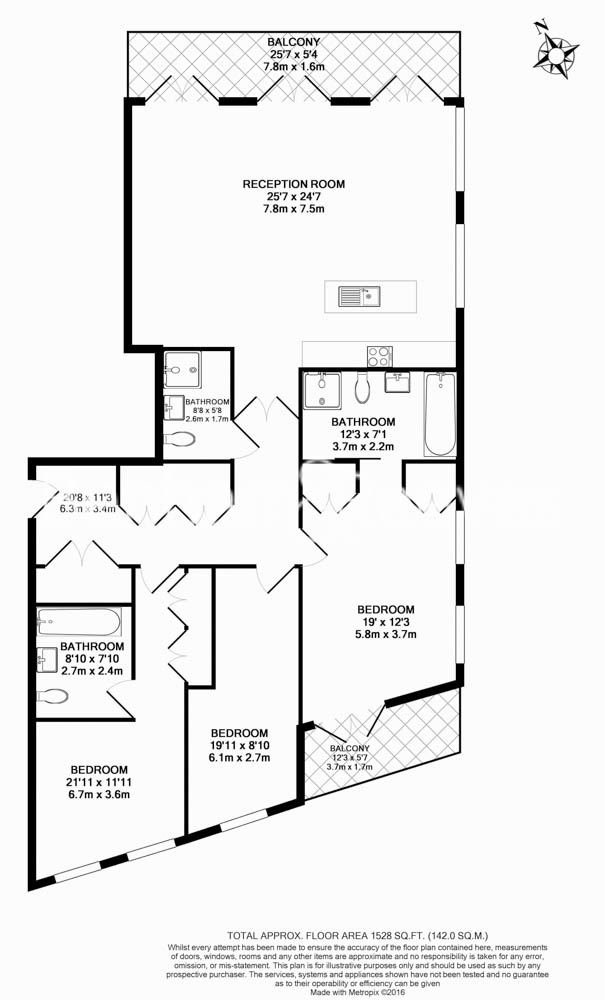 3  bedrooms flat to rent in Abell House, John Islip Street, Westminster, SW1P-Floorplan