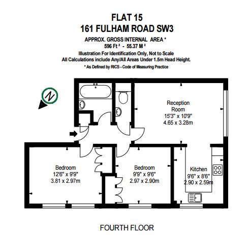 2  bedrooms flat to rent in 161 Fulham Road, Chelsea, SW3-Floorplan