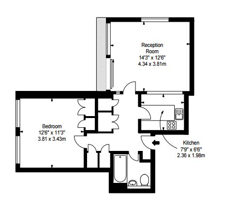 1  bedroom flat to rent in Luke House, Abbey Orchard Street, Victoria, SW1P-Floorplan