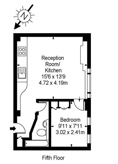 1  bedroom flat to rent in Nell Gwynn House, Sloane Avenue, SW3-Floorplan
