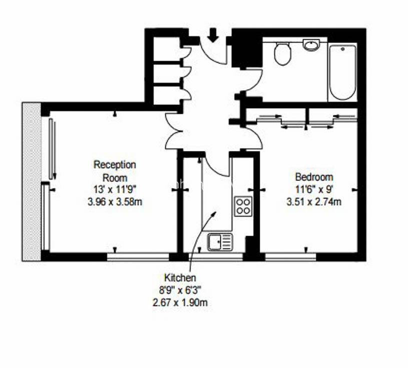 1  bedroom flat to rent in Luke House, Abbey Orchard Street, Victoria, SW1P-Floorplan