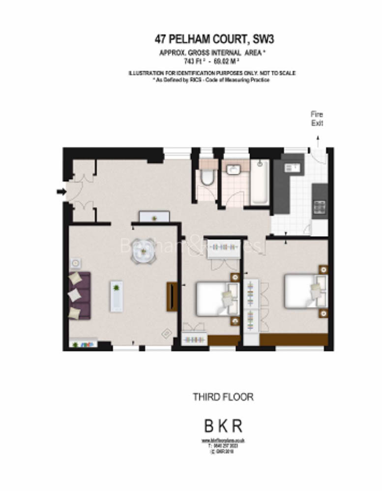 2 bedrooms  for sale in Pelham Court, Fulham Road, Chelsea, SW3-Floorplan