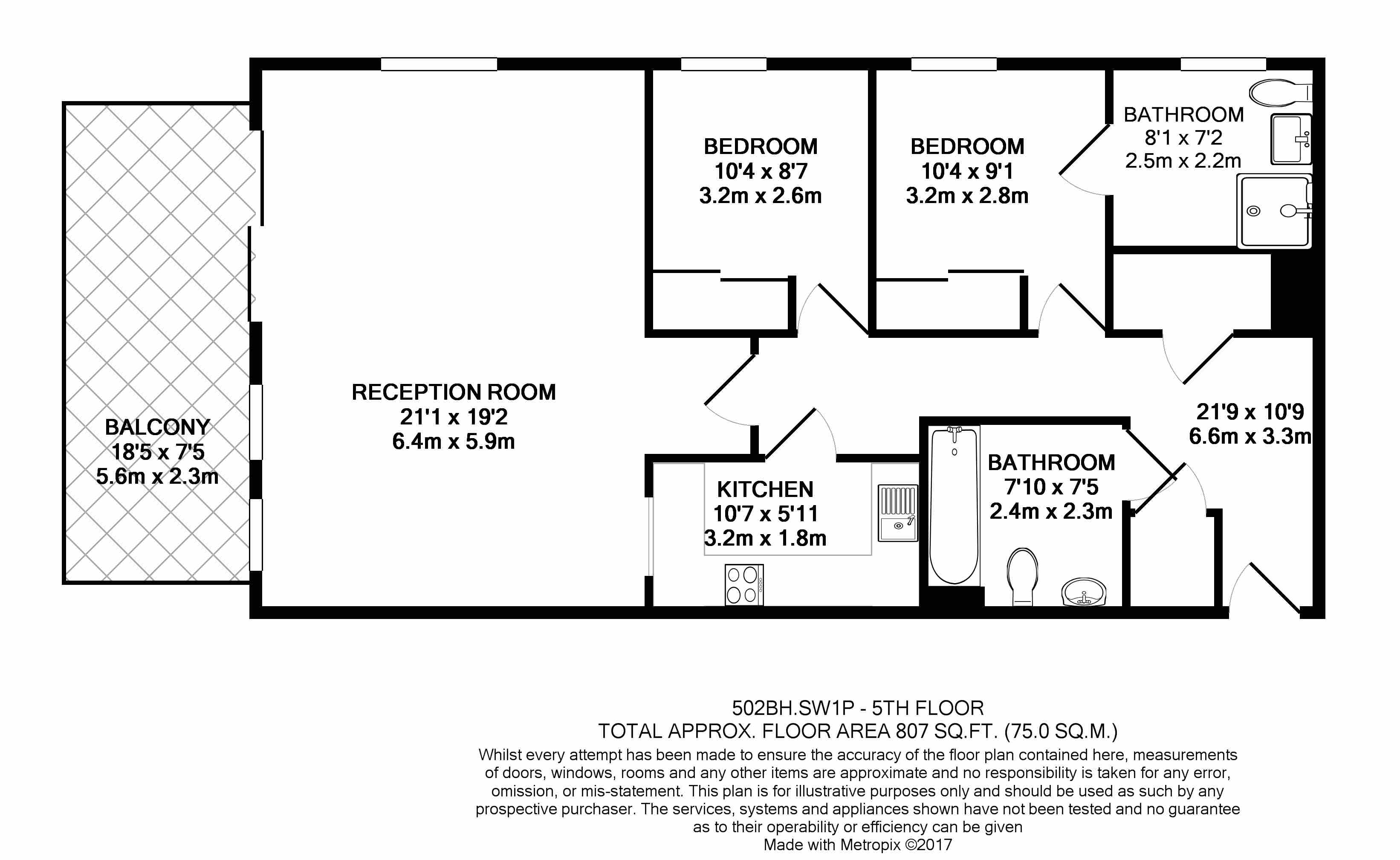 2  bedrooms flat to rent in Bentinck House, Westminster, SW1P-Floorplan