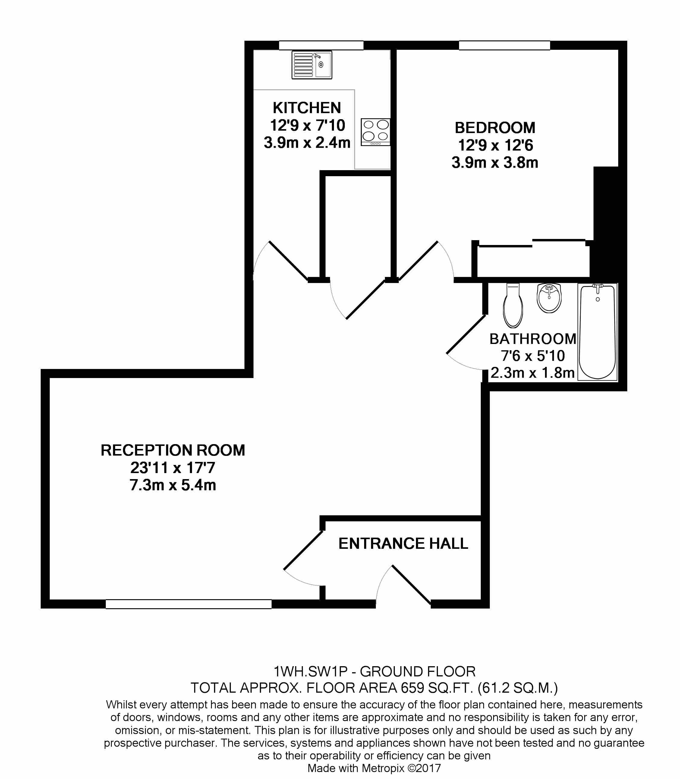 1 bedroom flat to rent in Willow Place, Victoria SW1P-Floorplan
