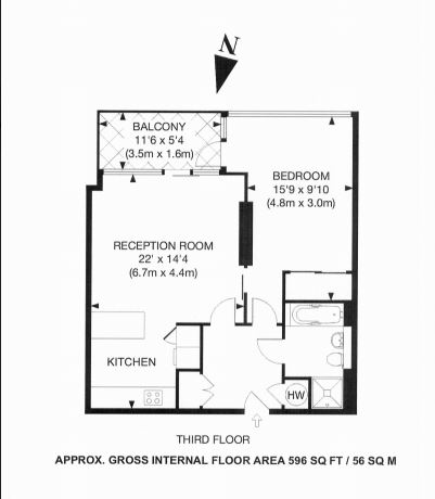 1 bedroom flat to rent in Hepworth Court, Grosvenor Waterside, SW1W-Floorplan
