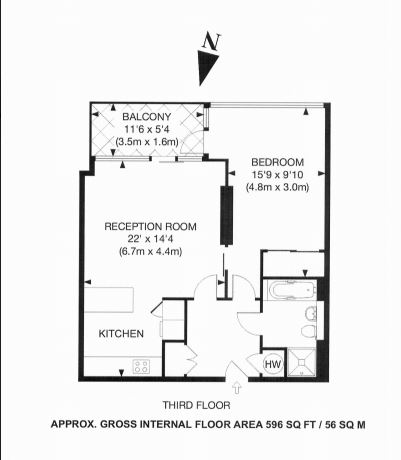 1  bedroom flat to rent in Hepworth Court, Grosvenor Waterside, SW1W-Floorplan