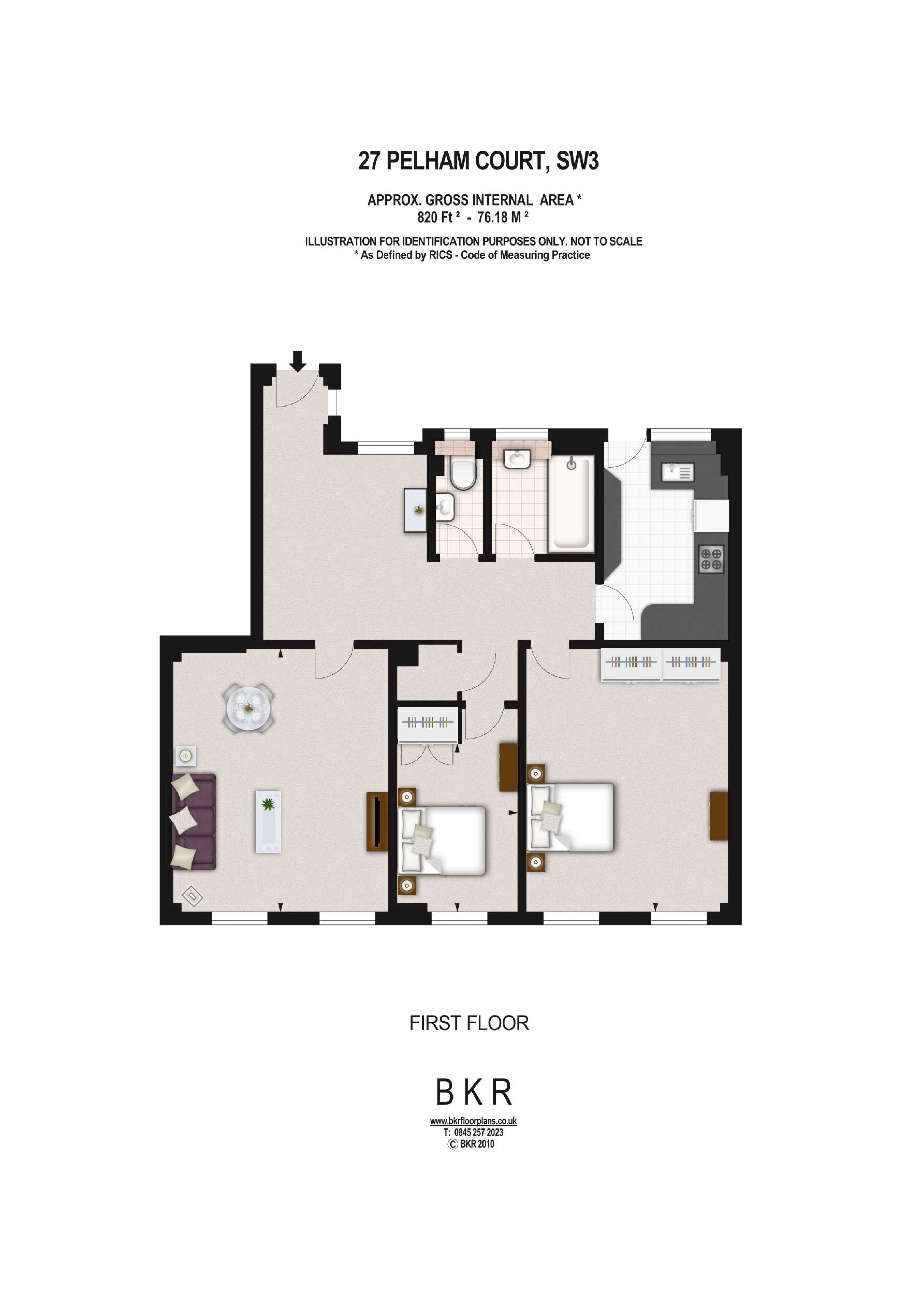 2  bedrooms flat to rent in Pelham Court, Fulham Road, Chelsea, SW3-Floorplan