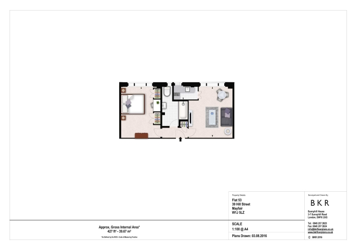 1 bedroom flat to rent in Hill Street, Mayfair, W1J-Floorplan